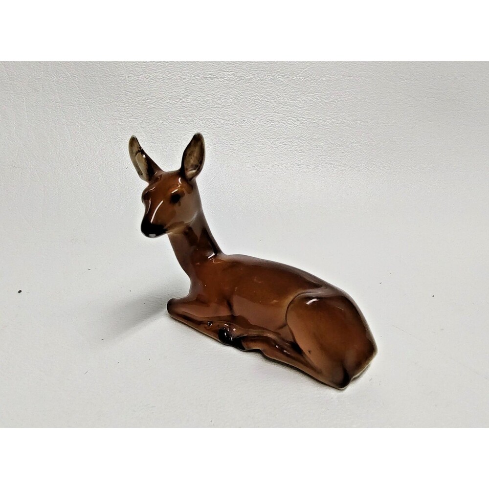 Vintage Hutschenreuther Porcelain Deer Miniature Figurine Selb 2-1/4" x 3" long